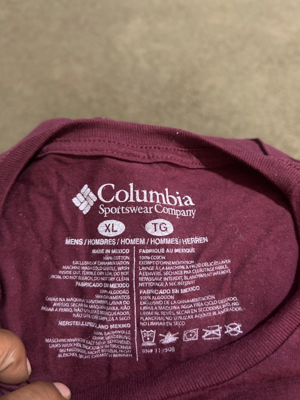 Columbia Maroon Tee with Yellow Logo - Picture 3 of 4